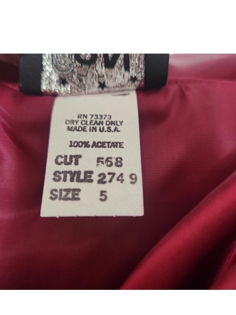 Vintage 80s 90s On On Fashions (OON) Burgundy Velvet & Satin Peplum Dress Size 5 - Picture 11 of 16